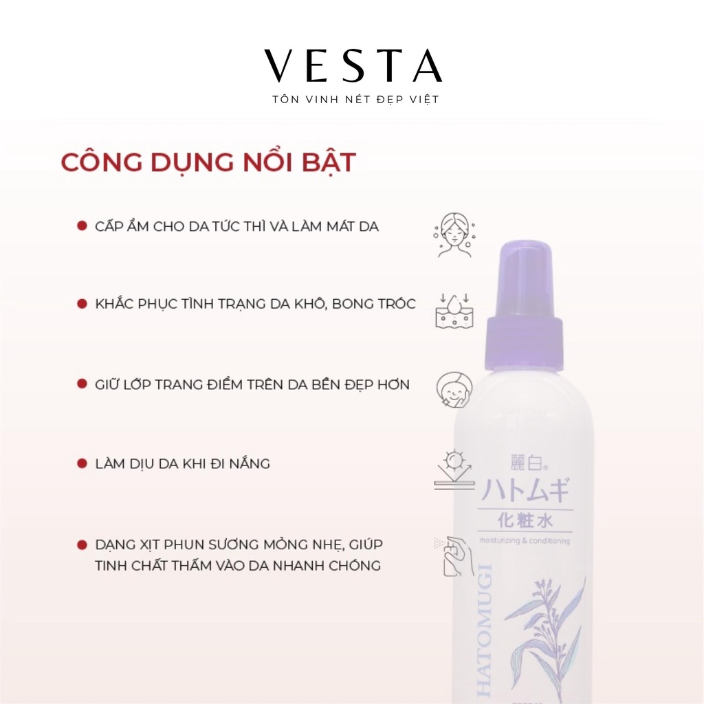 Xịt Khoáng Hatomugi Dưỡng Ẩm Và Làm Sáng Da Reihaku Mist Lotion 250ml