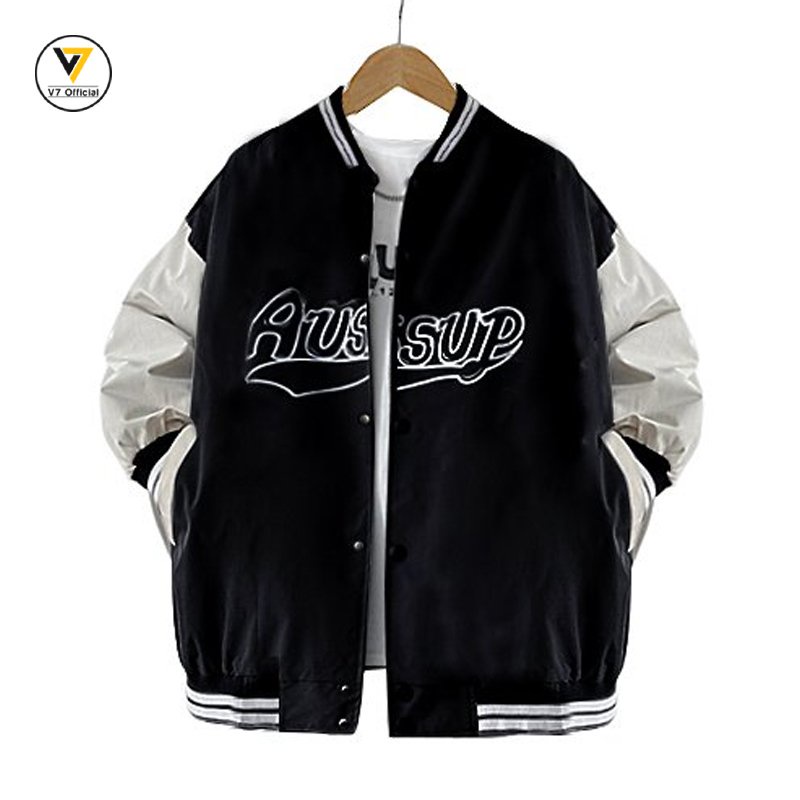 Áo Khoác Bomber Kiểu Nam Nữ In Chữ AUSSUP Thời Trang Unisex(VBB mới)
