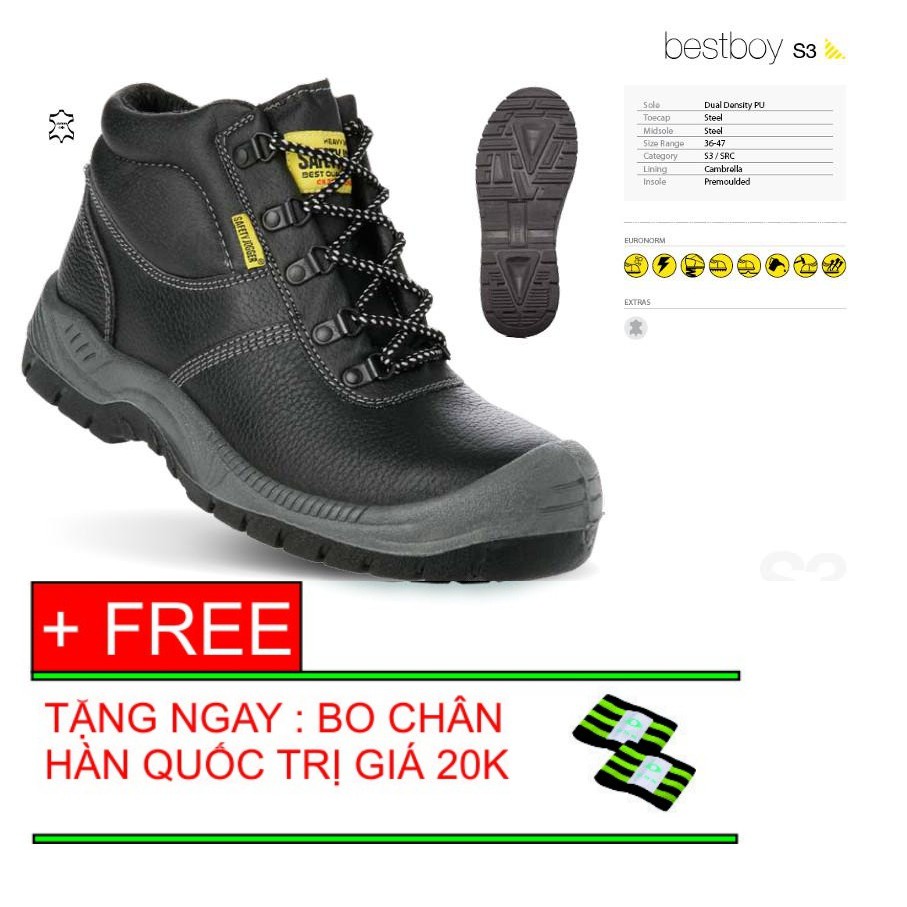 Giày bảo hộ lao động Jogger Cao cổ S3- Tặng bo chân hàn quốc