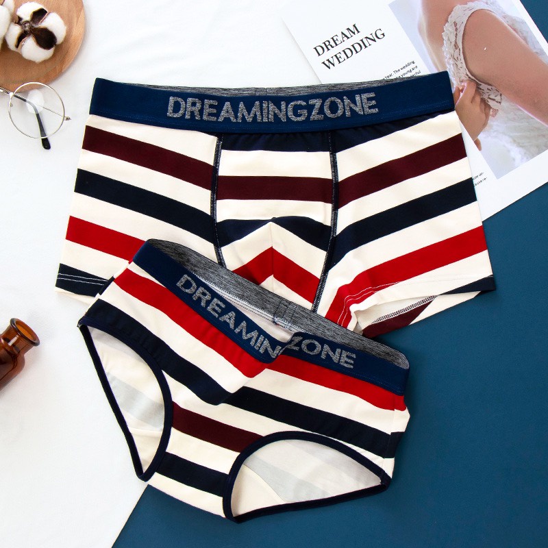 Quần Lót Đôi Cao Cấp - Quần Lót Nam Nữ Kẻ Ngang Cá Tính S94.