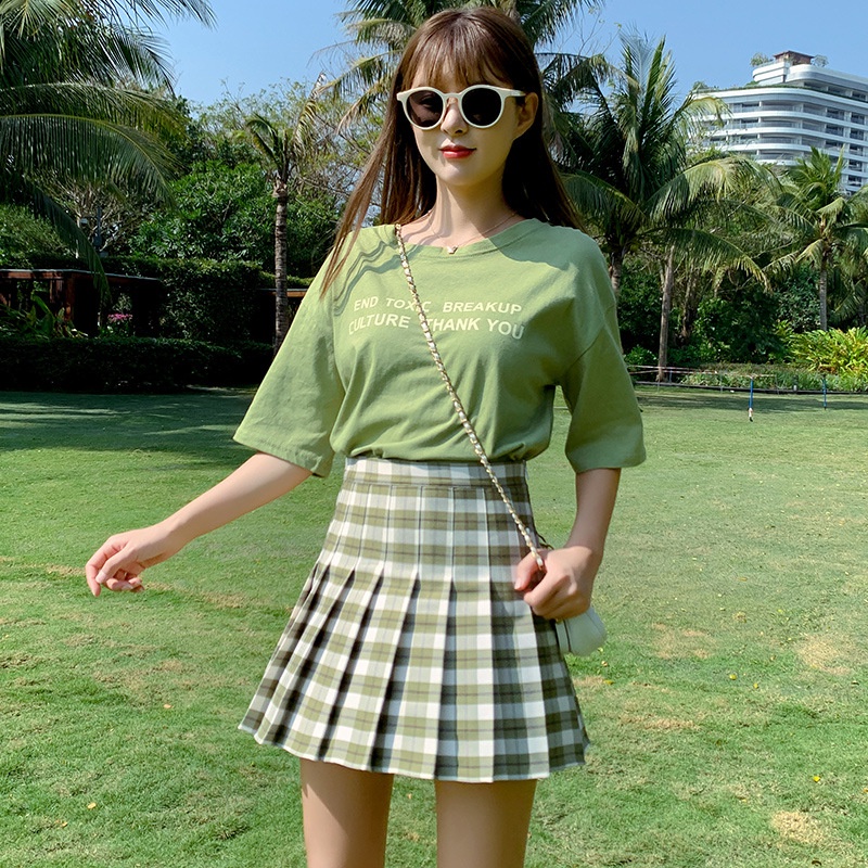 Chân váy tennis kẻ caro xếp ly dáng chữ A có size to style JK nữ sinh Nhật Bản big size ulzzang Hàn Quốc siêu hot