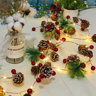 Dây treo đèn led hình quả thông trang trí giáng sinh noel chiều dài 2m 20 bóng đèn bé be be