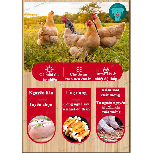 [TOP 1 PETSNACK]Đồ Ăn Vặt Cho Chó, Gà Cuộn Xương Canxi Sữa JFamille, Bổ Sung Protein Từ Gà, Gói 100gr - JF1026