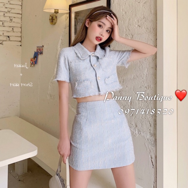 [Order có ảnh thật] Set tweed xanh pastel áo croptop kèm chân váy 🐳,  style ulzzang Hàn Quốc 🌻 Panny Boutique 🌻 | BigBuy360 - bigbuy360.vn