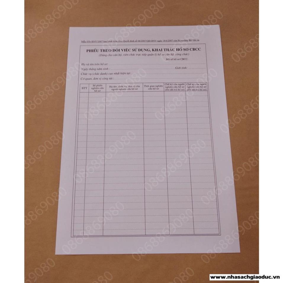 Hồ sơ Công chức mẫu 05 BNV/2007 theo QĐ số 06/2007/QĐ-bnv ngày 18/06/2007 BNV