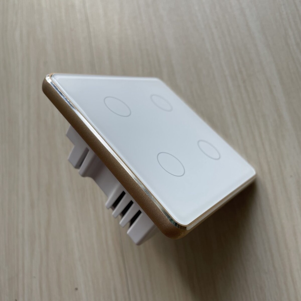 Công tắc Tuya Zigbee vuông 1 2 3 4 nút cao cấp viền nhôm vàng đủ dây LN