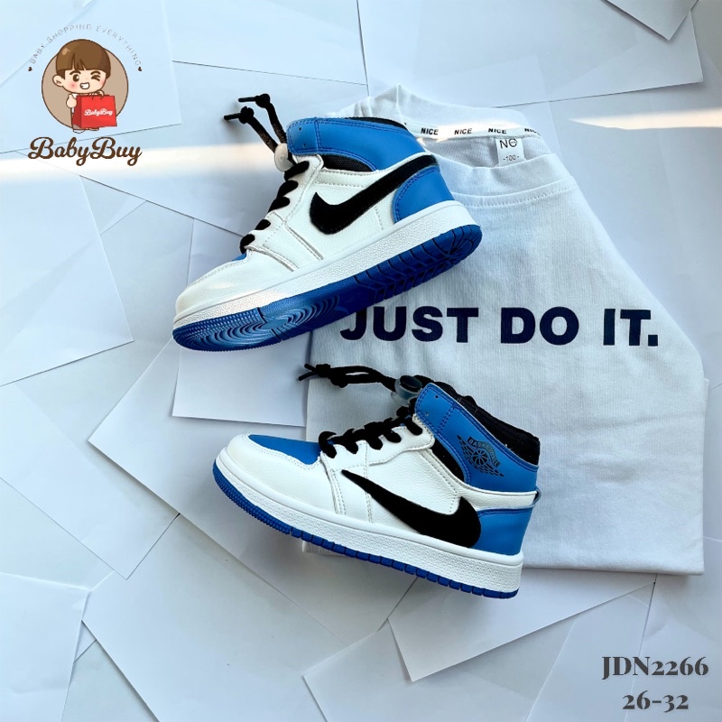 GIÀY BÉ TRAI , GIÀY SNEAKER CHO BÉ ,GIÀY JD TRẺ EM MÀU XANH TRẮNG