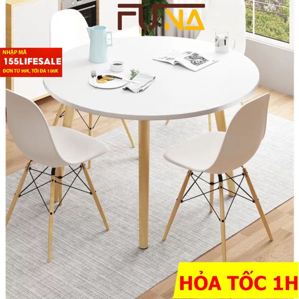 Bộ bàn ăn/cafe tròn cao  𝐂𝐎𝐕𝐈  BLVG07 hiện đại, size 60cm, 70cm, 80cm, chân gỗ cao 73cm