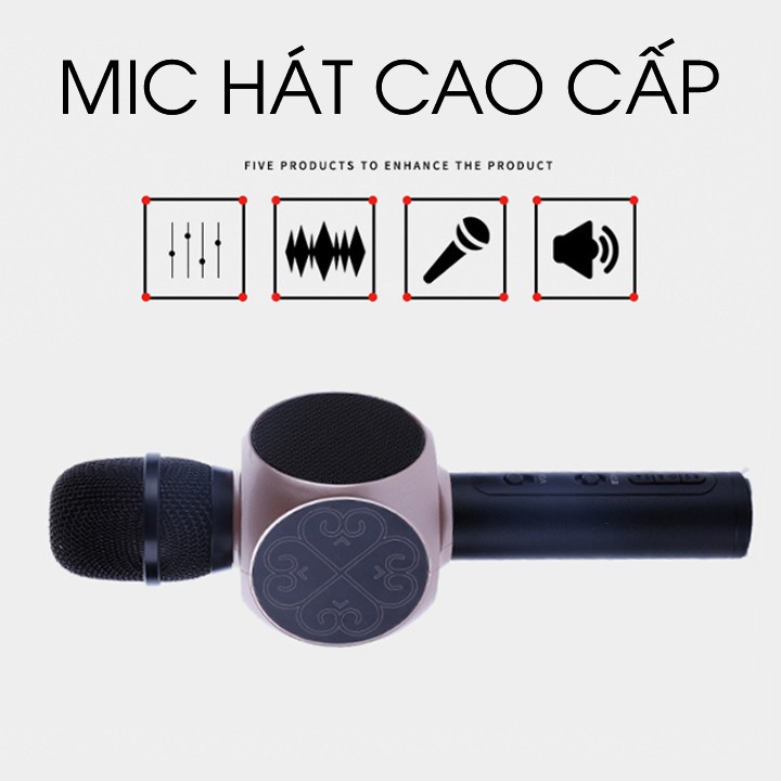 MICRO BLUETOOTH LOA BASS 𝗙𝗥𝗘𝗘 𝗦𝗛𝗜𝗣 ÂM THANH SỐNG ĐỘNG Micro hát Karaoke có đèn led cảm biến theo nhạc