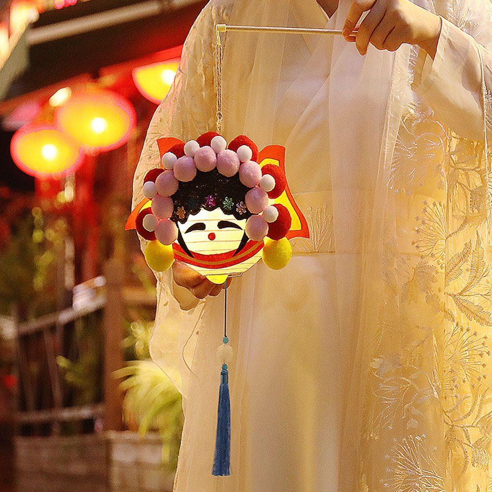 YIYU Lồng Đèn Giấy Thủ Công Trung Thu Có Đèn LED Phong Cách Retro