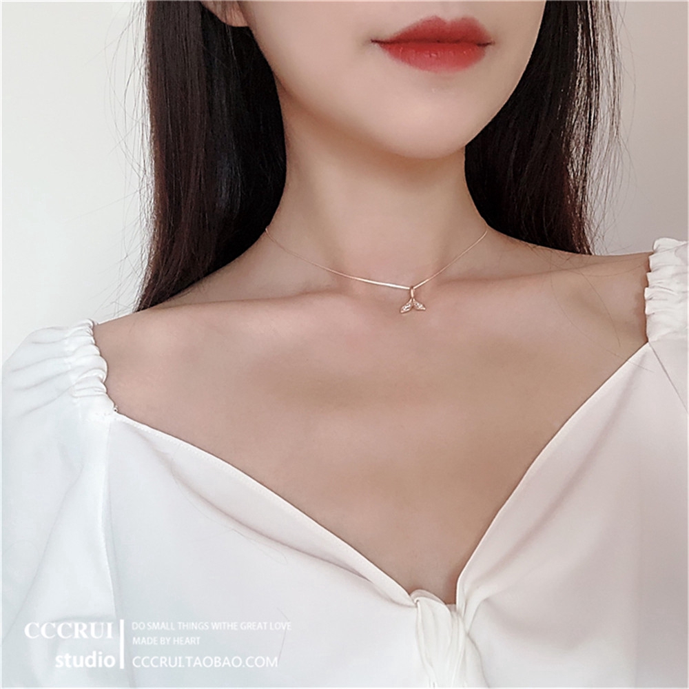 【COD】Vòng cổ Mặt Đuôi Cá Màu Vàng/Bạc Thời Trang Cho Nữ