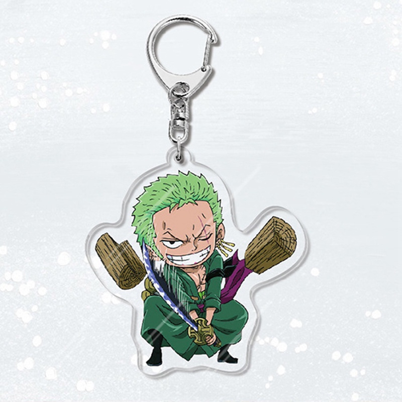 Móc khóa hai mặt hình nhân vật Luffy Zoro Sanji trong phim hoạt hình One Piece