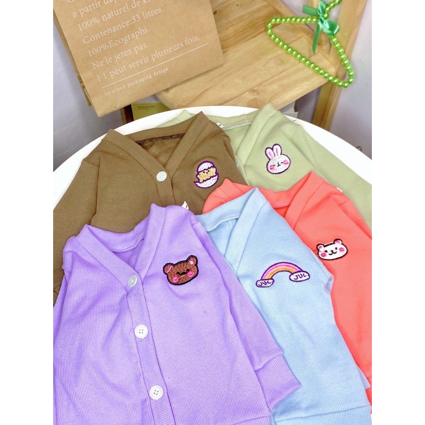 Áo len cardigan thu đông cổ tim thêu hình thú cưng cho bé từ 7-18kg