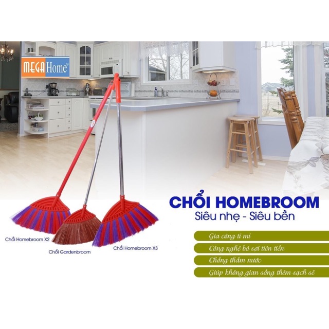 Chổi quét nhà cao cấp gamehom cán inox siêu bền sạch