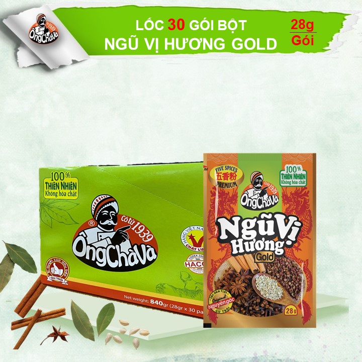 Lốc Bột Ngũ Vị Hương Gold 28gram Ông Chà Và (30Gói/Lốc)