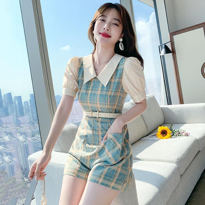 Jumpsuit Cổ Búp Bê Dáng Ôm Phong Cách Pháp Thời Trang Mùa Hè Mới Cho Nữ