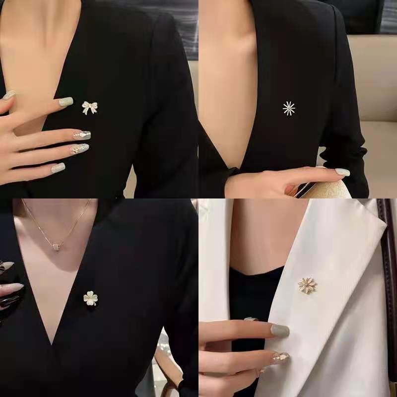 Ghim Cài Áo Hình Nơ Đính Đá Opal Chống Ánh Sáng Thời Trang Hàn Quốc