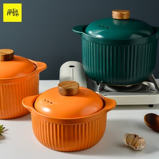 Nồi gốm 🍃 Nồi hầm đa năng bằng sứ chịu nhiệt cực tốt dùng được trên bếp ga với hai màu sang trọng