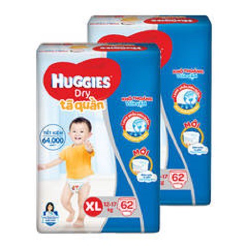 TÃ QUẦN HUGGIES XL-62 MIẾNG CHO BÉ 12-17KG