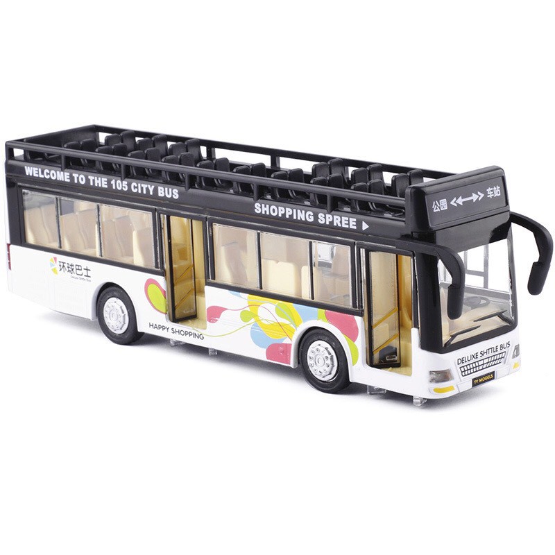 đồ chơi xe bus mui trần xe bus 2 tầng đồ chơi ô tô tỉ lệ 1:32