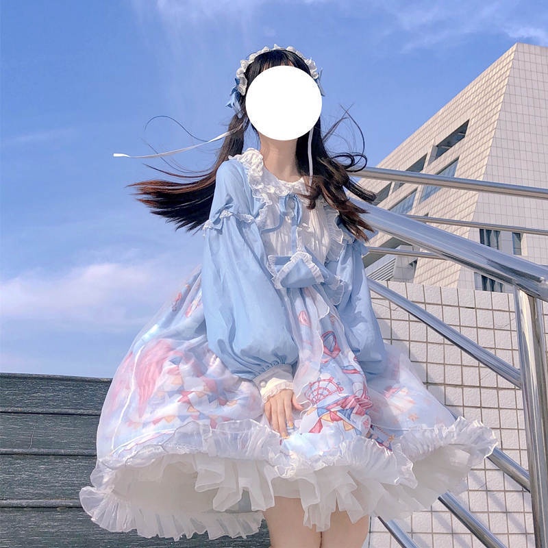 Váy thiết kế theo phong cách Lolita kèm băng đô thích hợp cho mặc hàng ngày