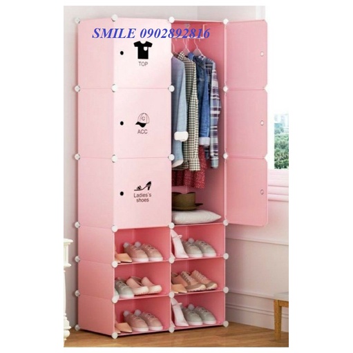 Tủ Nhựa Lắp Ghép 12ô ( 6ô Lớn Và 6ô Nhỏ ) Nhiều Màu