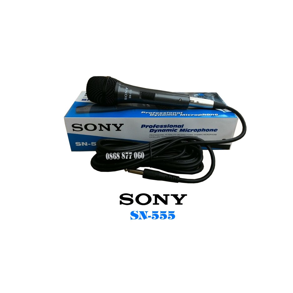 Mic có dây  Sony SN-555, dây dài 5m, rắc 6 ly, hàng cao cấp, có bảo hành