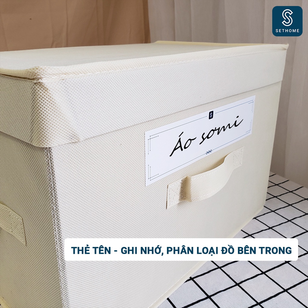 Hộp vải đựng đồ có nắp SETHOME đa năng giỏ đựng quần áo đồ lót mỹ phẩm thùng đựng đồ cá nhân có 3 tay xách cao cấp