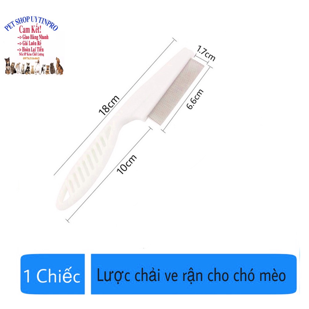 Lược chải ve rận Chó Mèo PET COMB Cán nhựa Dài 18cm Chải sạch ve rận cho Thú cưng Thương hiệu Taotaopets