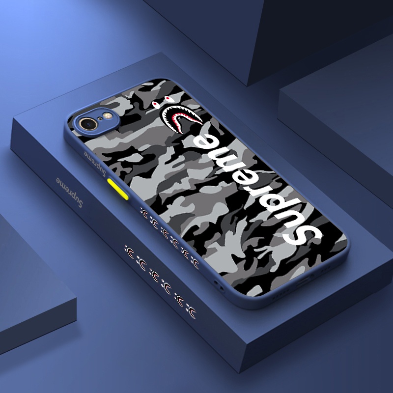 Ốp Điện Thoại Cứng Viền Dẻo Màu Nhám Mờ In Logo Thương Hiệu Thời Trang Chống Sốc Cho iPhone 7 8 se 2020 7 Plus 8 Plus