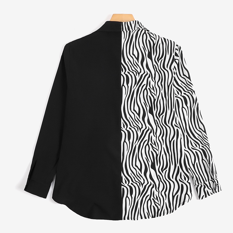 Áo kiểu nữ Zanzea tay dài phối họa tiết ngựa vằn thời trang
