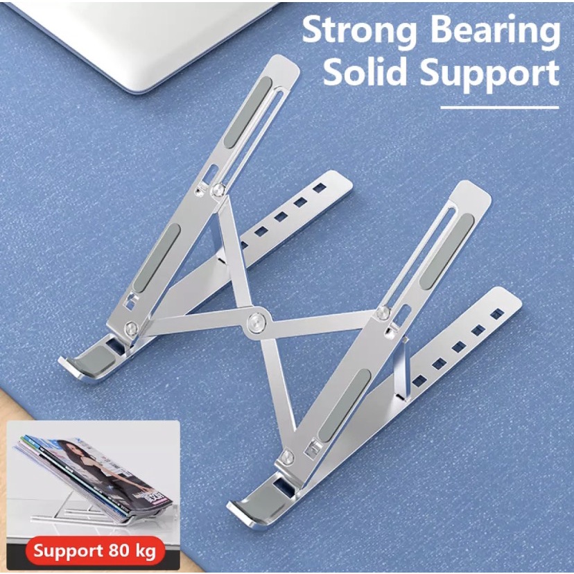 Giá Đỡ Laptop Stand Nhôm Hỗ Trợ Tản Nhiệt Có Thể Gấp Gọn 6 Cấp Độ Chống Rung Điều Chỉnh Độ Cao Để Máy Tính Xách Tay