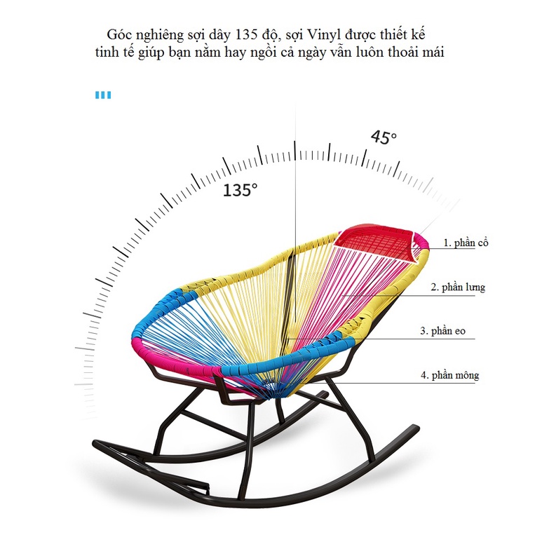 Ghế bập bênh đa năng thư giãn đọc sách nghỉ trưa trang trí ban công nội thất sân vườn