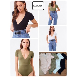 Bodysuits f21 cổ tim tay ngắn - size s - 2747
