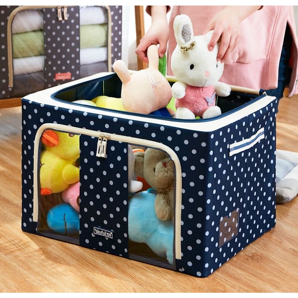 Hộp Đựng Quần Áo Chăn Màn Khung Thép Cao Cấp Loại To Tiện Lợi 66 Lit, tủ vải - chính hãng miDoctor