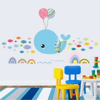 Decal dán tường cá voi siêu to
