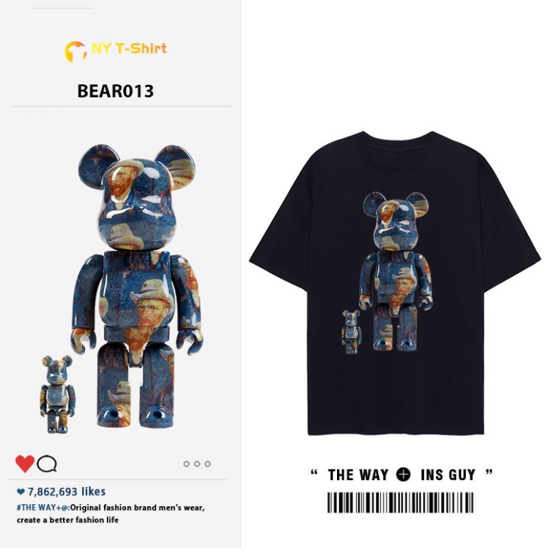 Áo BEARBRICK Hot Trend - Vải 100% Cotton Thoáng Mát, Tay Ngắn, Nam Nữ Đều Mang Được, Size S - 5XL Mã BEAR013 Form Rộng