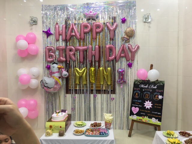 Bộ bóng chữ happy birthday mẫu mới kèm dây treo