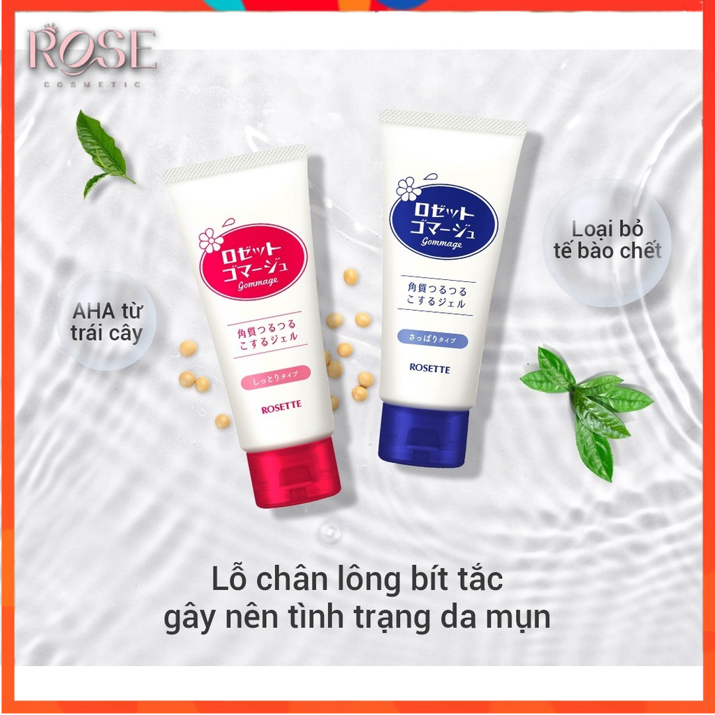 Tẩy Tế Bào Da Chết Cho Da Mặt Rosette ⚡⚡ Nhật Bản Cho Da Dầu, Da Khô, Da Nhạy Cảm Peeling Gel 120Gram
