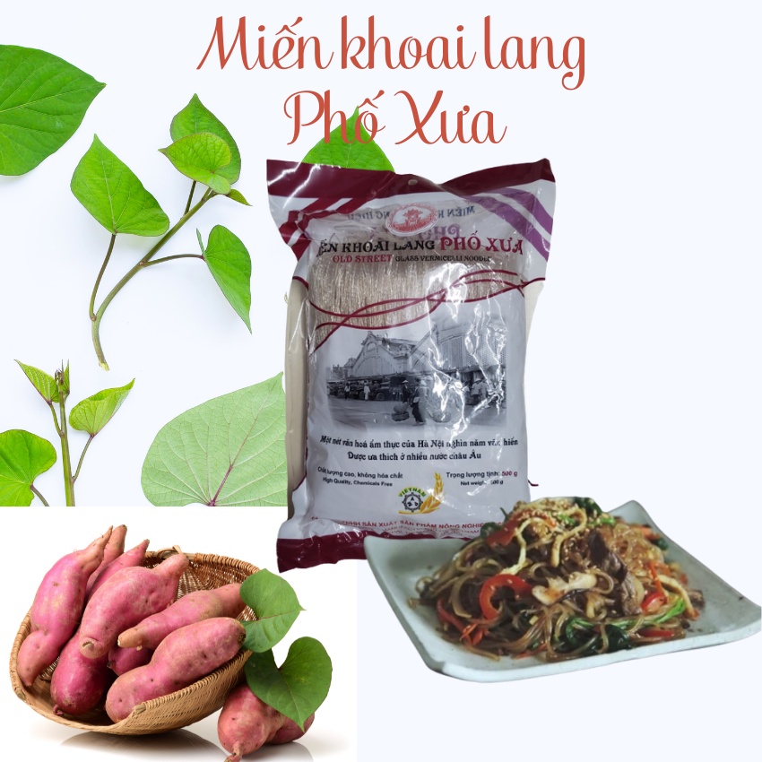Miến khoai lang Phố Xưa gói 500gr thực phẩm healthy giảm cân ít béo Đặc sản của người Hà Nội