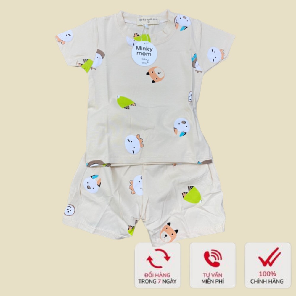 Bộ cộc tay cho bé MINKY MOM, quần áo trẻ em cho bé trai bé gái Xu Xu Kids chất cotton size từ 7 đến 18kg