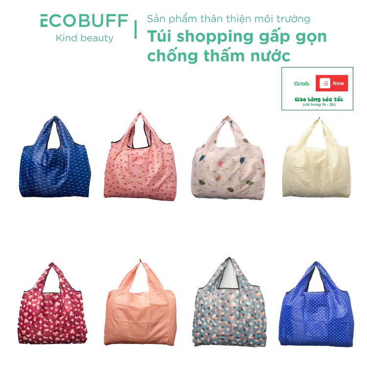 Túi đi chợ shopping mua sắm gấp gọn size lớn chống thấm nước - tái sử dụng thân thiện môi trường - Freeship | Ecobuff