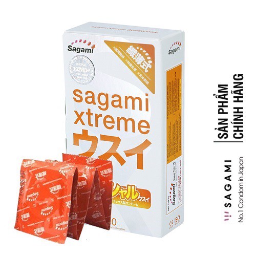 [HÀNG CHÍN HÃNG] Bao Cao Su Sagami Xtreme Superthin (10 bao), Nhật Bản, BCS Siêu mỏng, Giúp cuộc yêu chân thực, bền bỉ