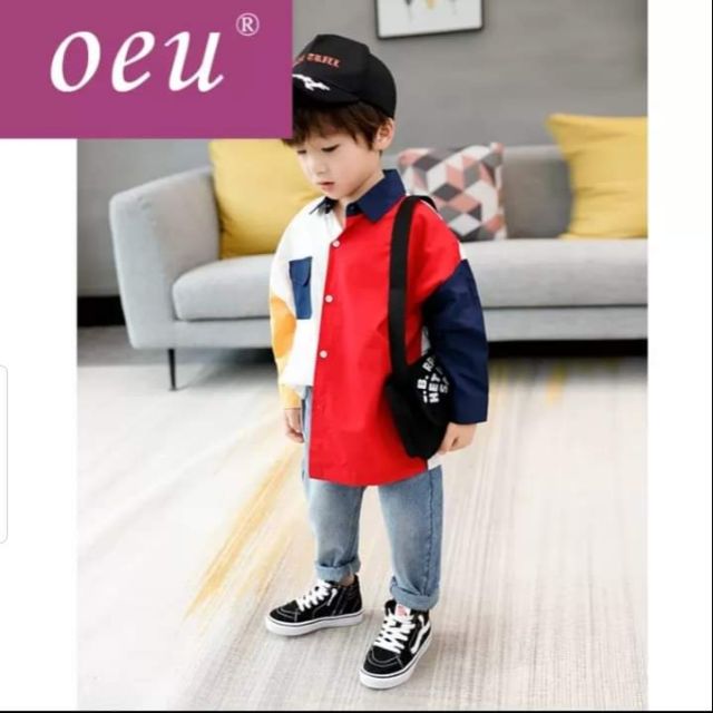 Sơ mi phối màu siêu cá tính cho bé trai