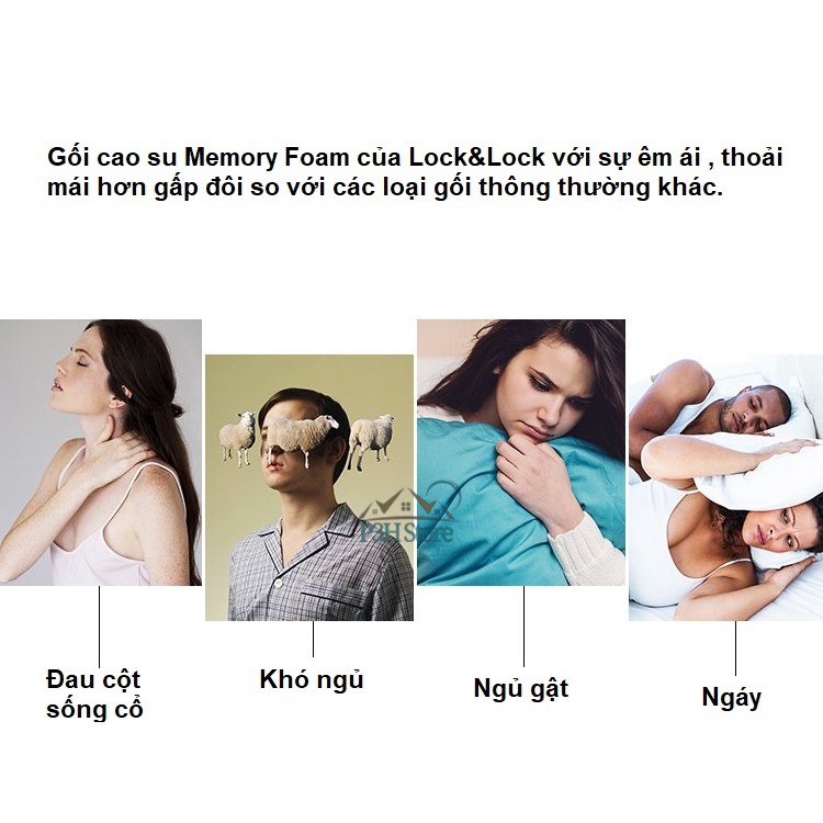 [Mã SKAMA07 giảm 8% tối đa 50K đơn 250K] Gối Lock&amp;Lock Memory foam HLW114