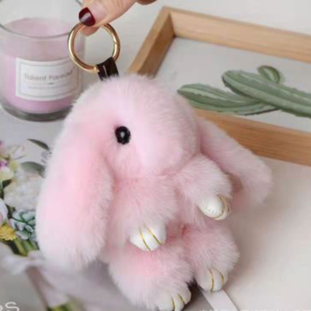 Móc khóa hình thỏ nhồi bông 14cm dễ thương dùng trang trí túi xách cho nữ