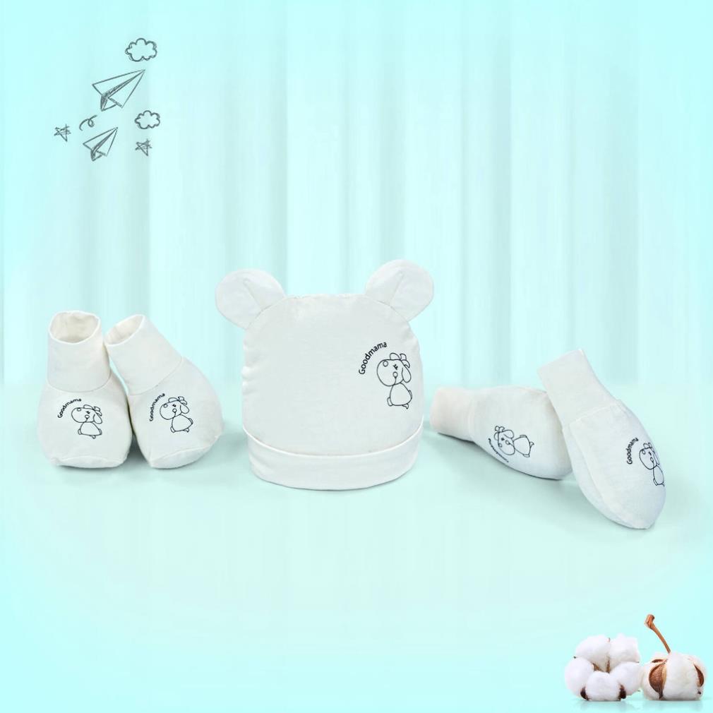 Phụ Kiện Cho Bé - SET Mũ Tất và Găng Tay Sơ Sinh Goodmama Cún Yêu Dễ Thương