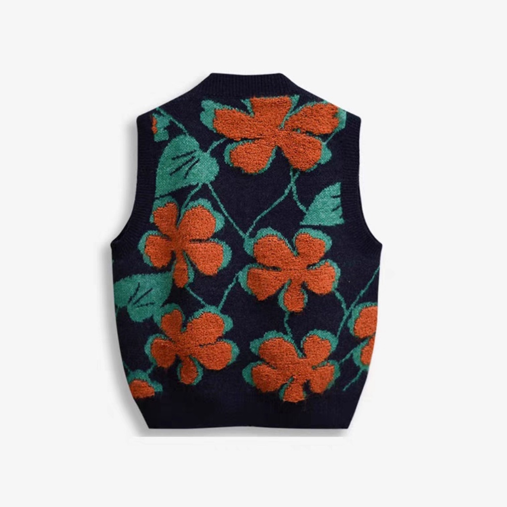 Áo Gile len nữ cổ v họa tiết hoa cam phong cách thời trang Unisex Hàn Quốc LADY SHOP M19HD | BigBuy360 - bigbuy360.vn