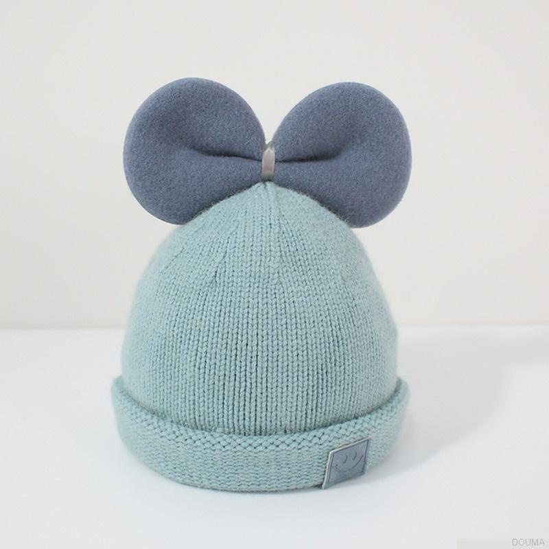 Mũ beanie dệt kim mềm co giãn đính nơ màu kẹo dễ thương dành cho bé sơ sinh