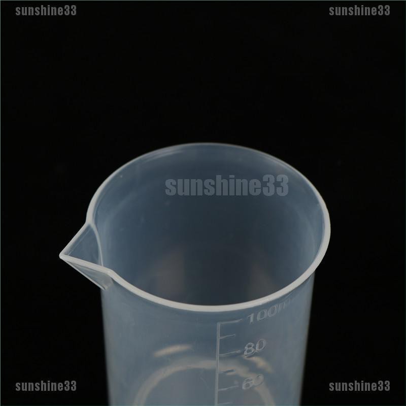 【COD•suns】2pcs 100mL Clear Plastic Graduated Measuring Cup Jug Beaker Lab Tool